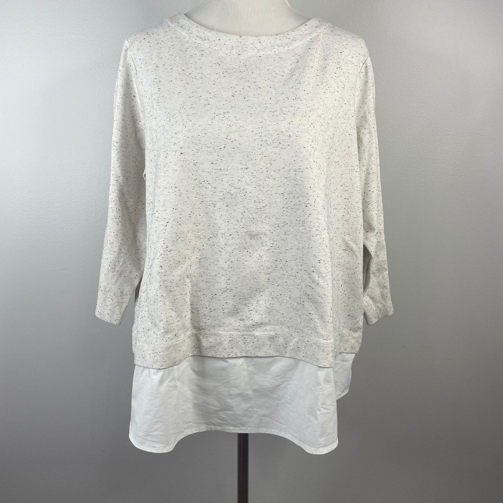 J. Jill Womens XL Grey Speckled Layered Look Tunic Top 3/4 Sleeve KTP226071